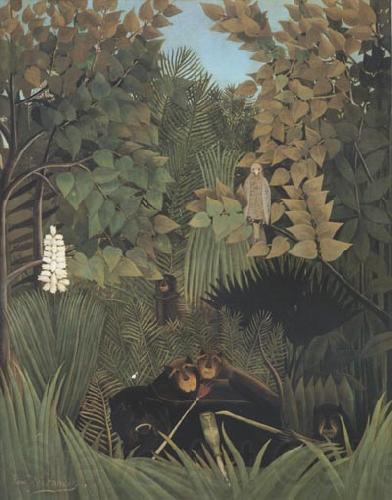 Henri Rousseau Joyous Jokesters Norge oil painting art